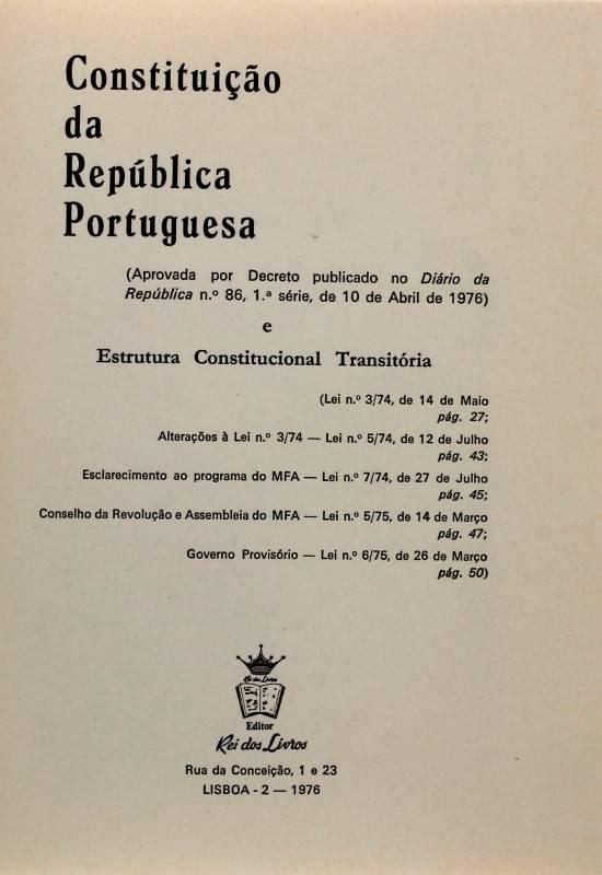Capa de uma edição da Constituição da República Portuguesa de 1976